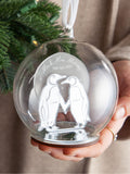 No Ordinary Gift personalised couples penguin Christmas bauble 10cm, UK version