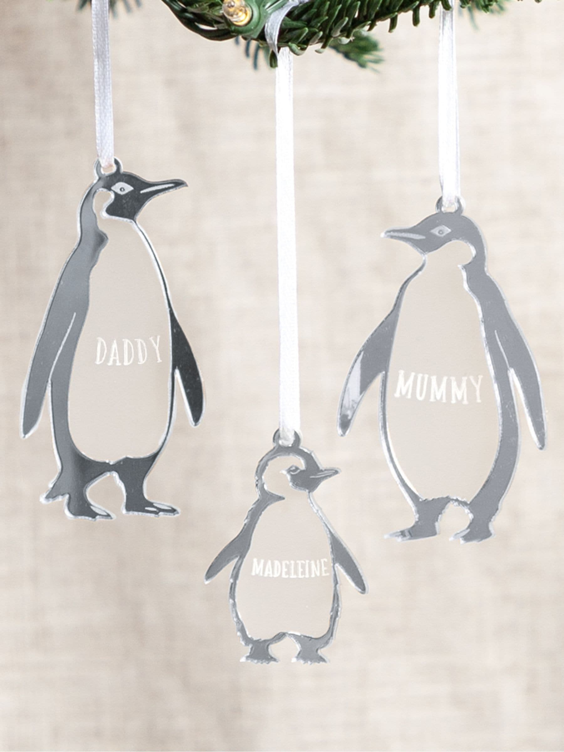No Ordinary Gift Penguin Family Christmas decorations set, imported from the UK