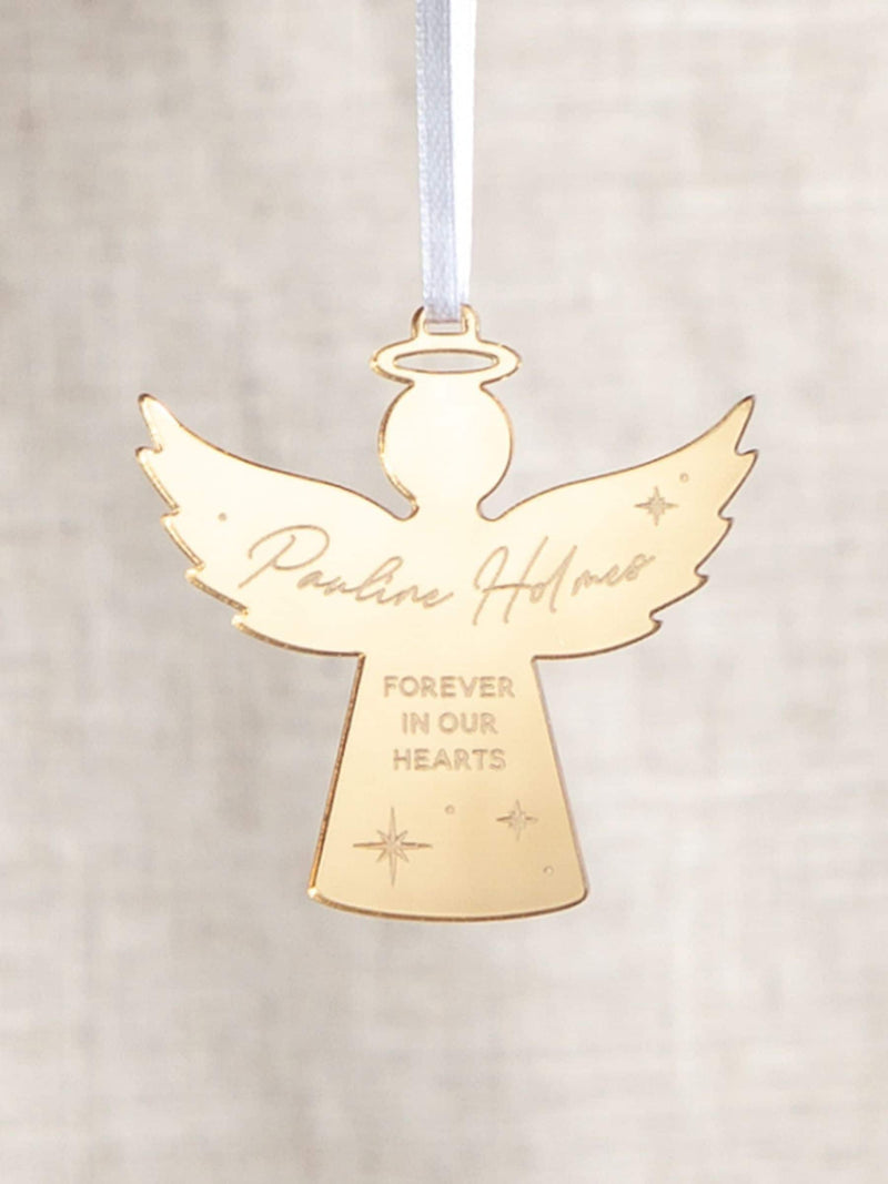 No Ordinary Gift personalised metallic mirror angel Christmas decoration, UK version
