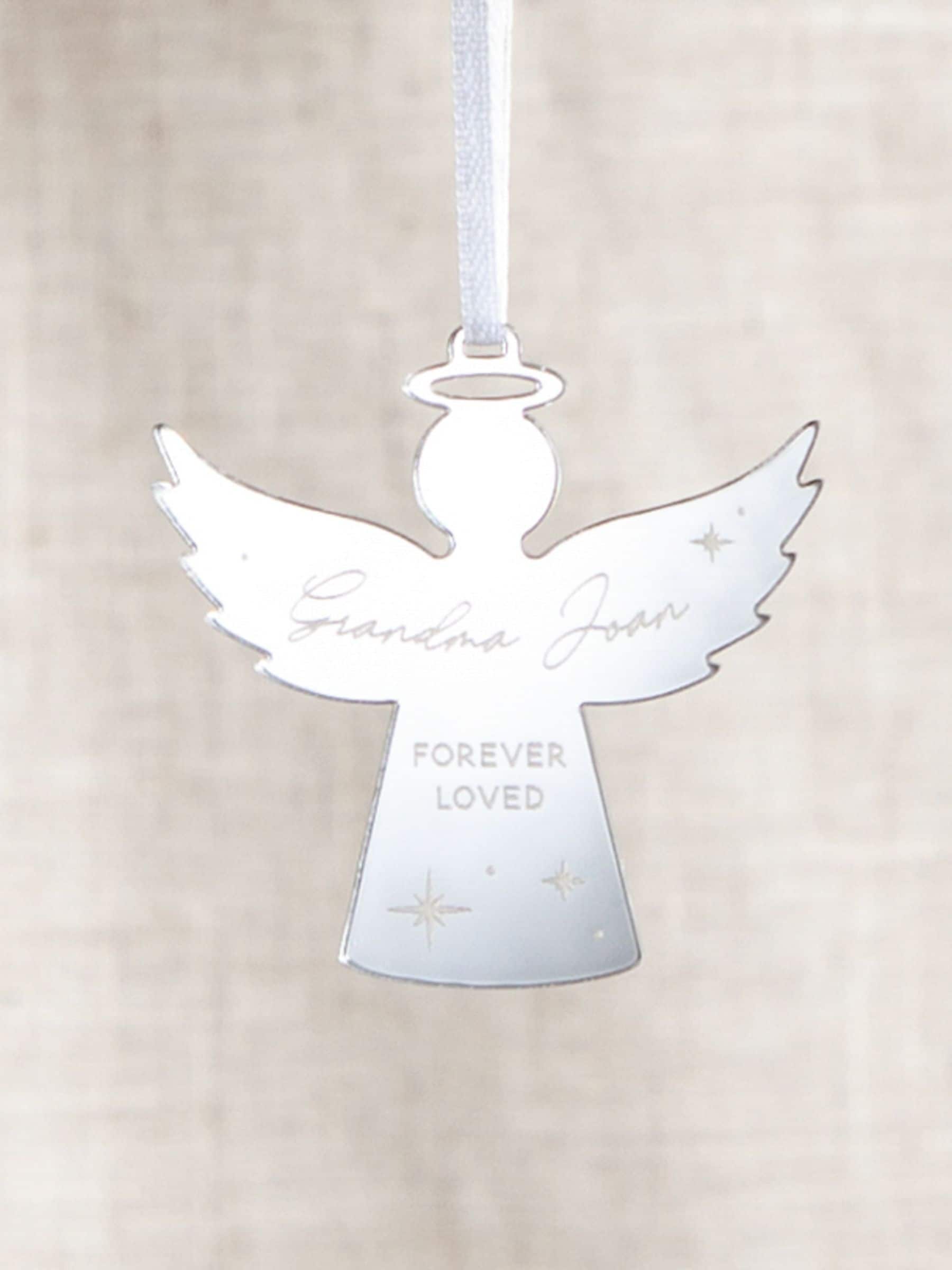 No Ordinary Gift personalised metallic mirror angel Christmas decoration, UK version