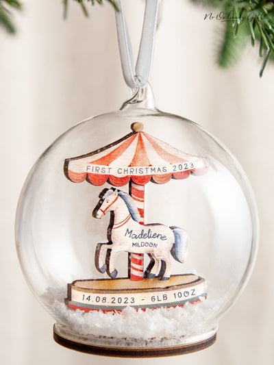 Next No Ordinary Gift Personalised Layered Carousel First Christmas Baby Details Bauble 10 x 10cm- Buy online at McGrocer