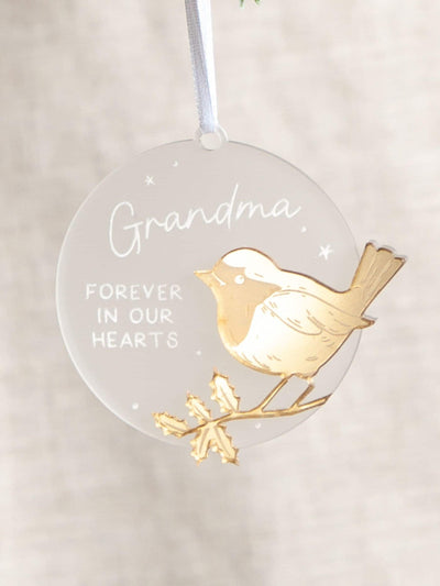 Next No Ordinary Gift Personalised Memorial Christmas Decoration with Metallic Robin- Buy online at McGrocer