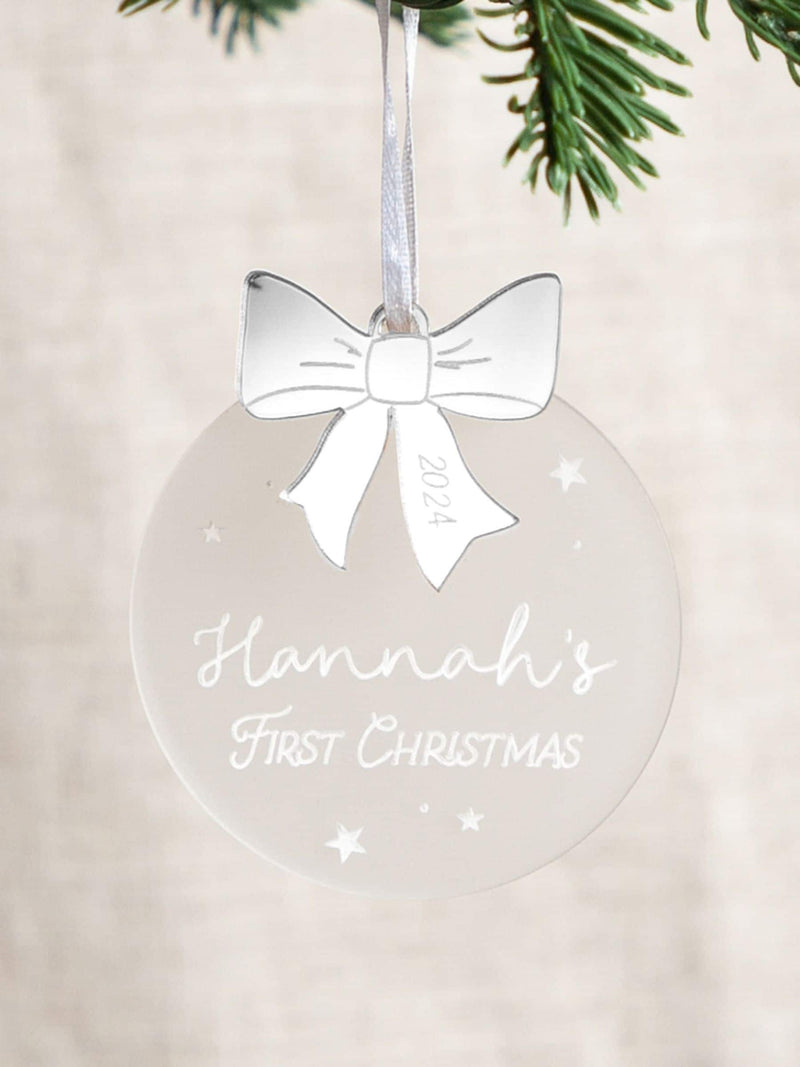 No Ordinary Gift personalised Christmas decoration with bow charm 8x8.5 cm, imported from the UK