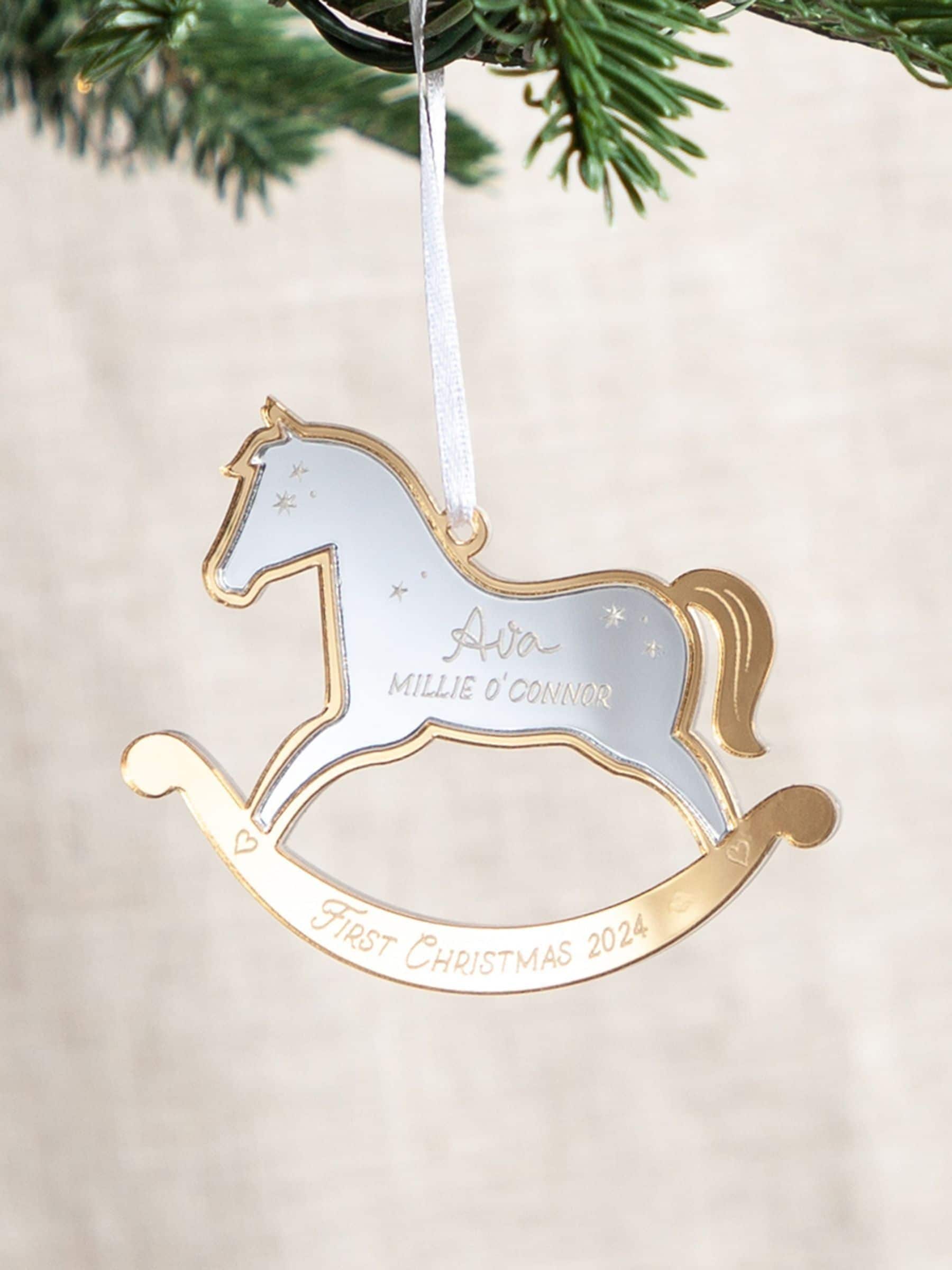 No Ordinary Gift mirror acrylic rocking horse decoration 9.5x7.5cm - British product