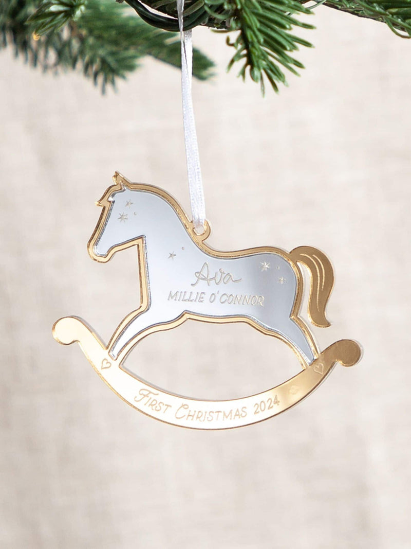 No Ordinary Gift mirror acrylic rocking horse decoration 9.5x7.5cm - British product