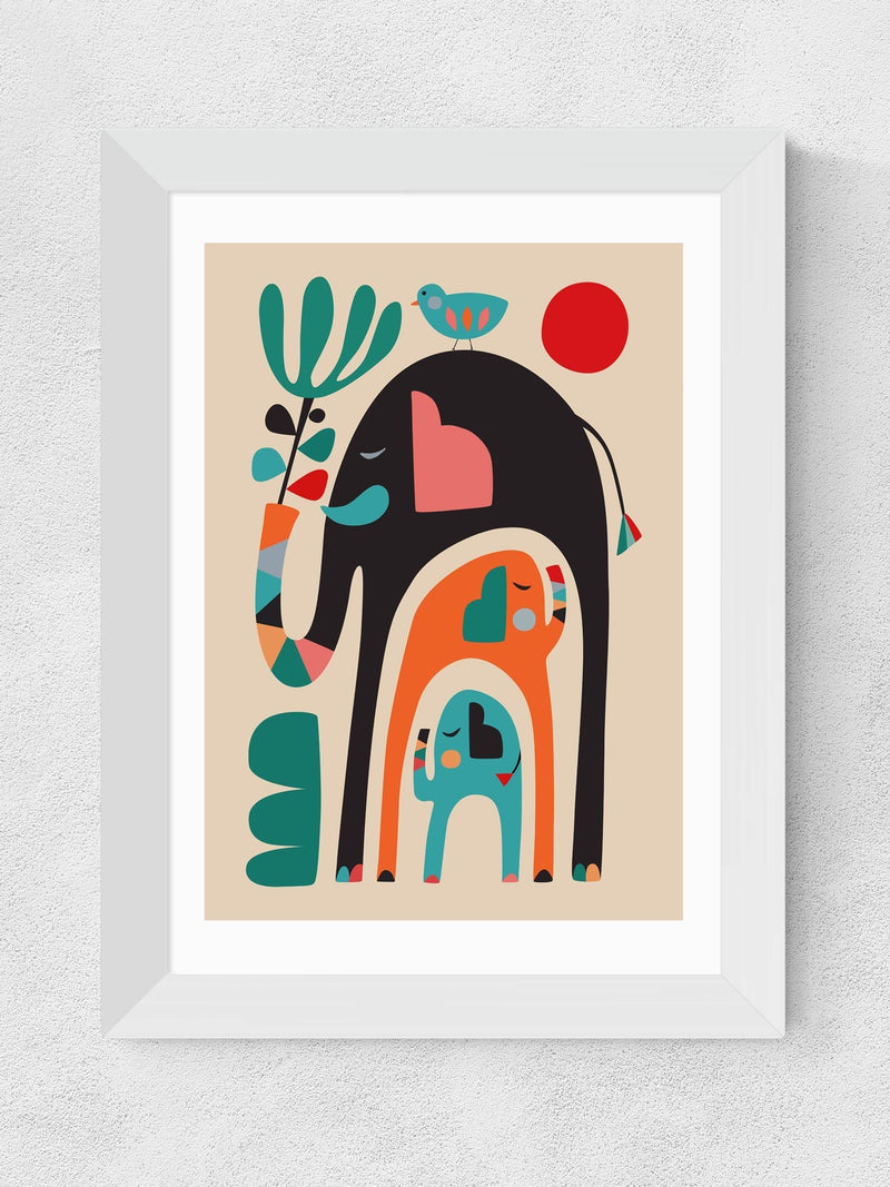 East End Prints White Three Elephants Framed Print Wall Art by Rachel Lee
