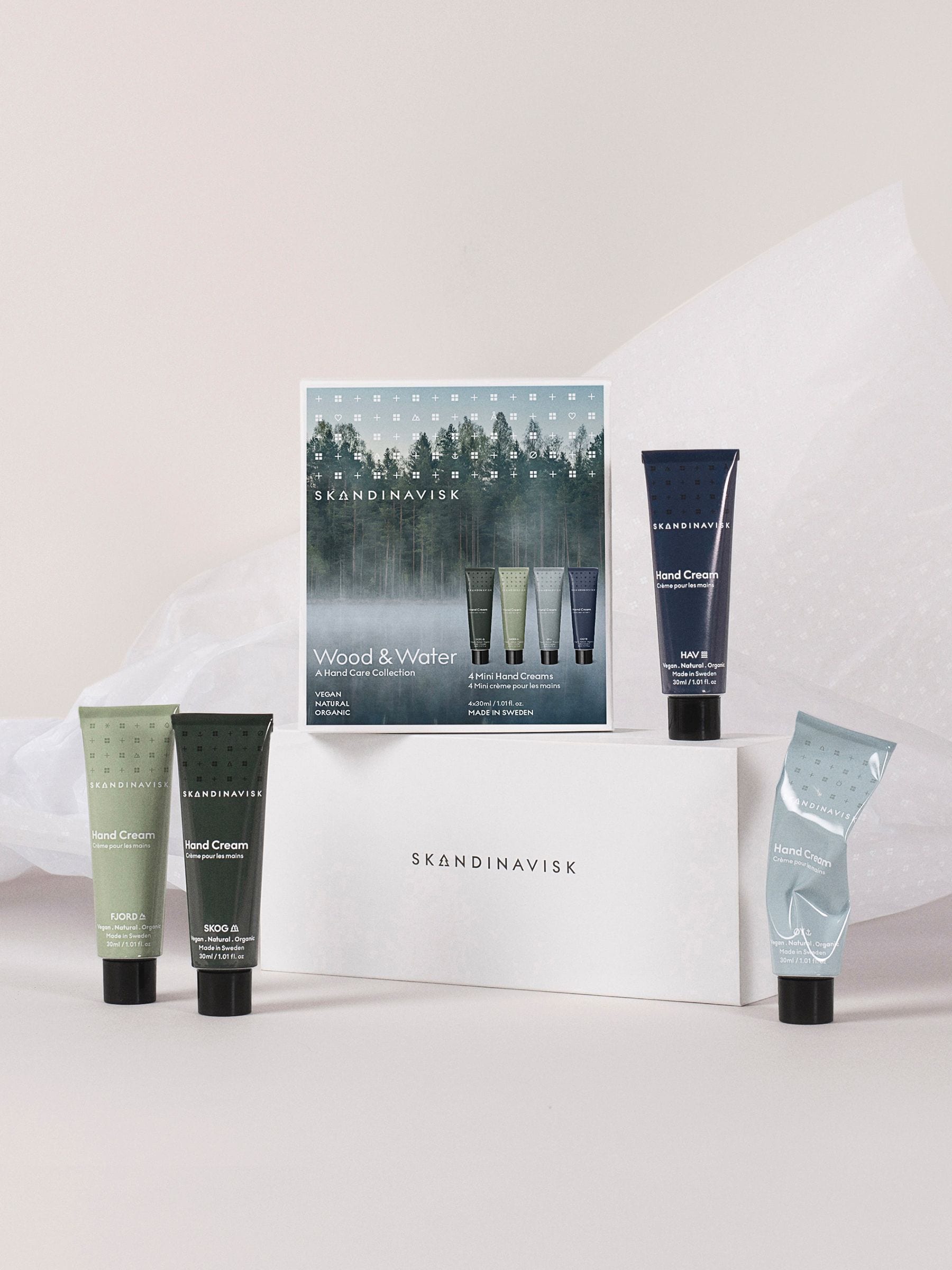 Scandinavian-Inspired Hand Cream Giftset with Natural Ingredients, 30ml x 4 Tubes