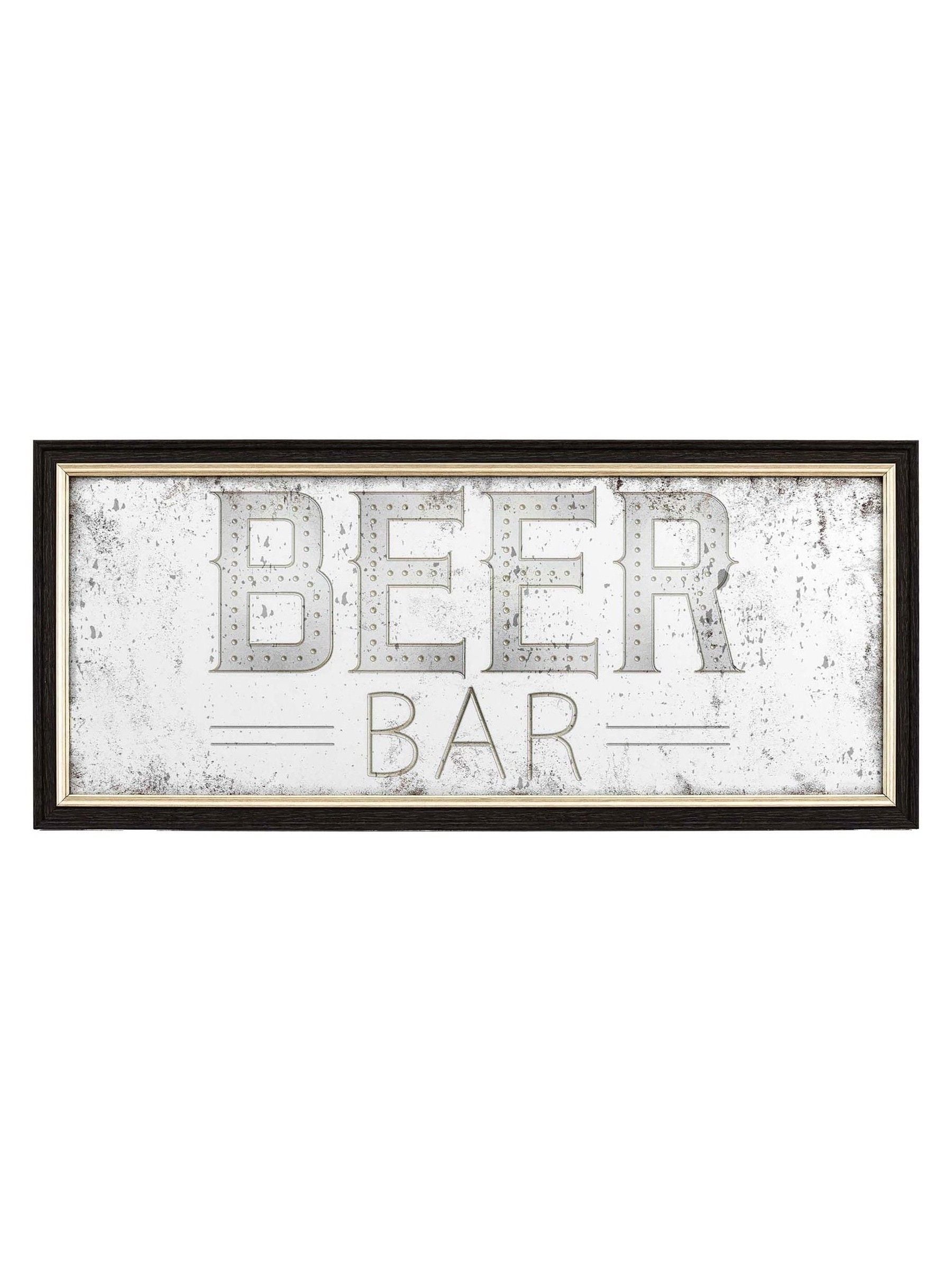 Gallery Home brown retro beer bar mirrored sign 59cm high (British brand)