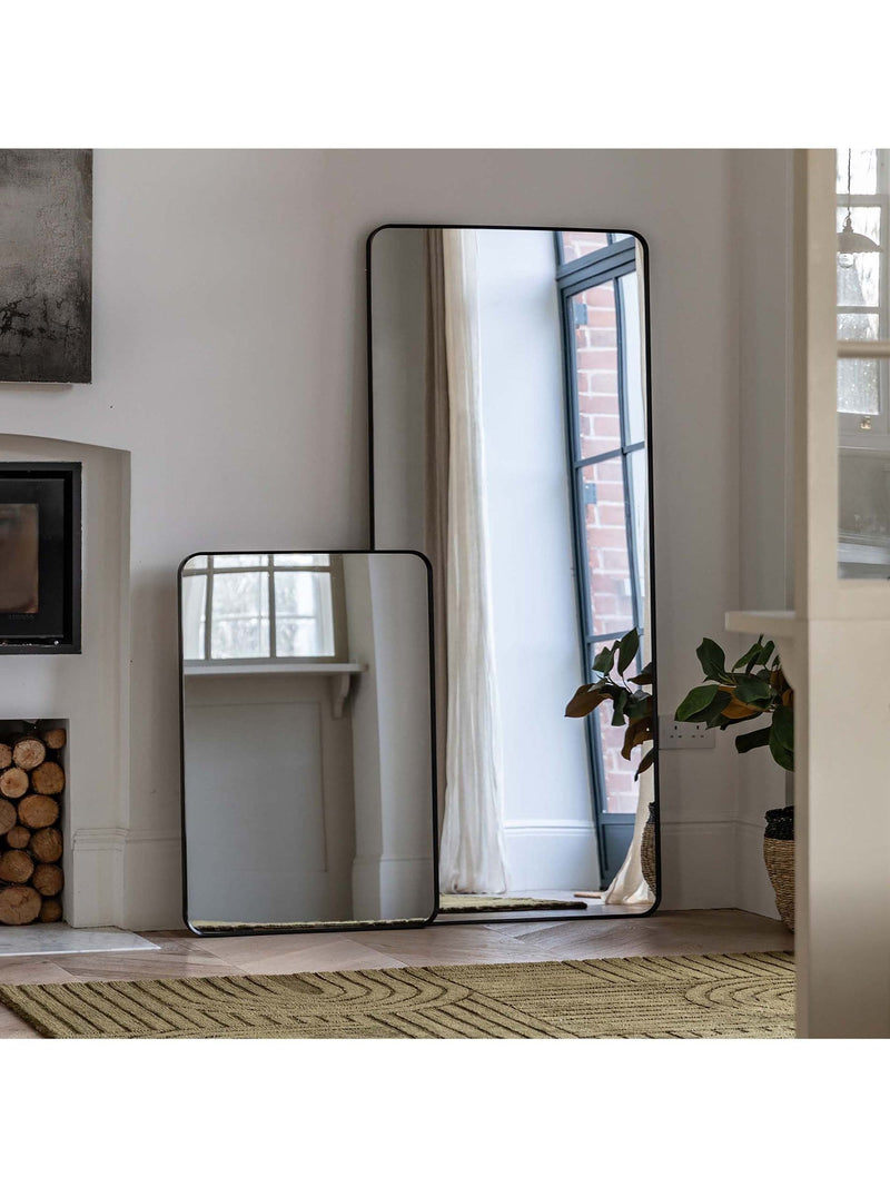 Gallery Home Black Metal Rectangle Leaner Mirror 70cm x 170cm, UK version