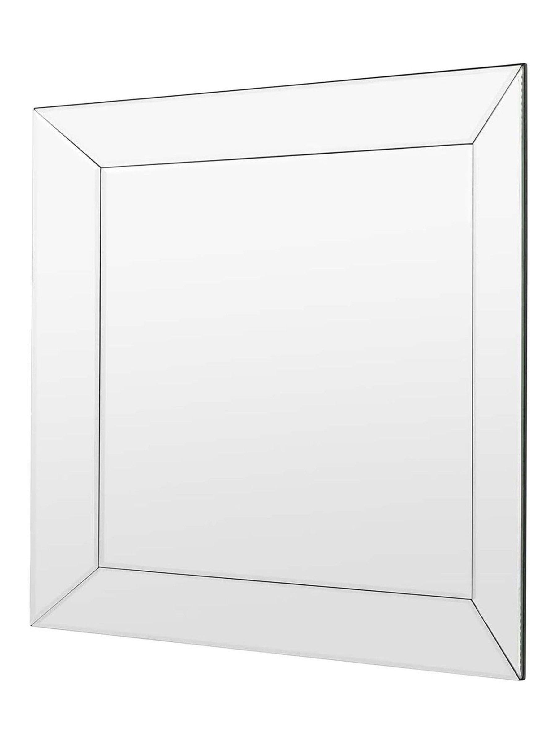 Gallery Home Silver Clear Bevelled Glass Risca Square Wall Mirror 90cm x 90cm, UK version