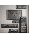 Gallery Home Brown Retro Cocktail List Mirrored Sign 40cm, UK version