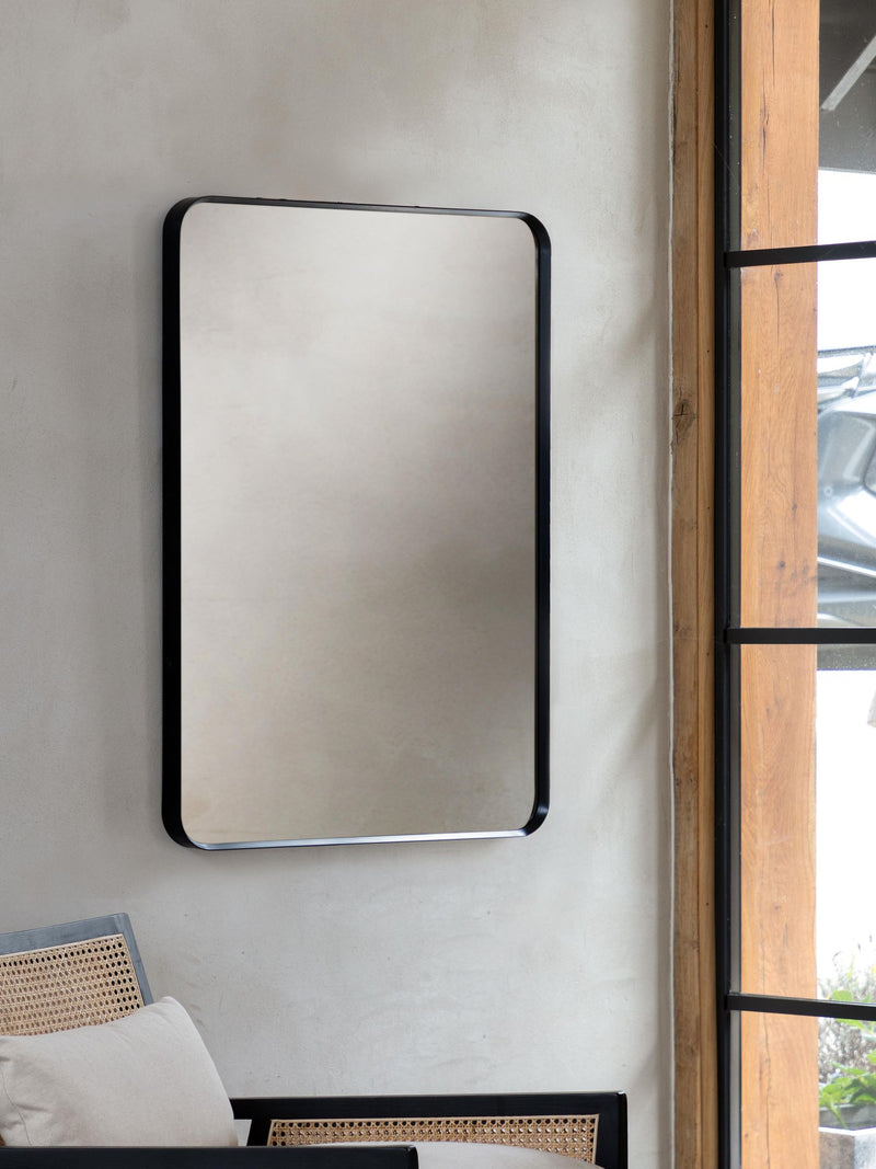 Gallery Home black metal Whitland rectangle wall mirror - British product
