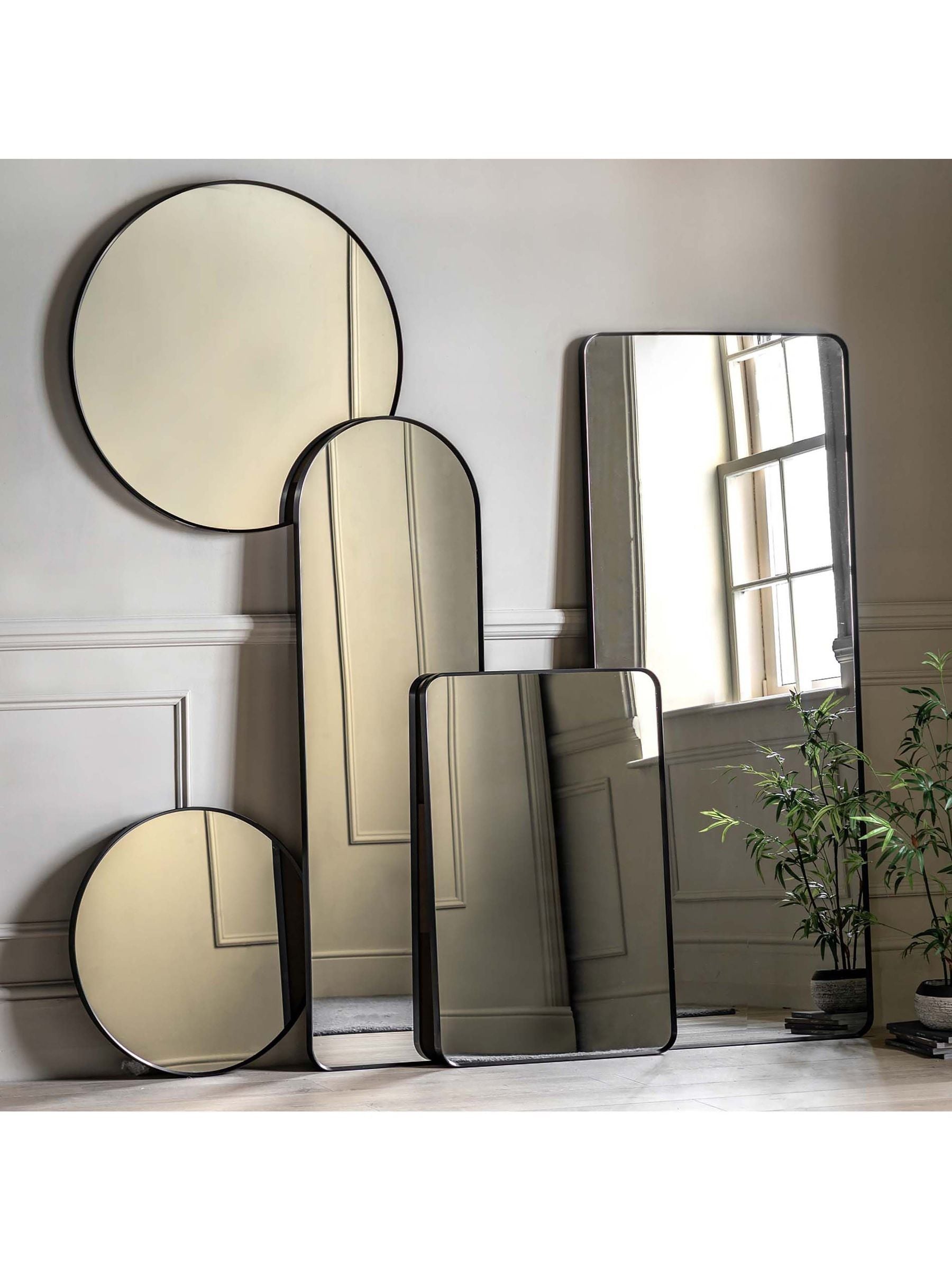 Gallery Home Black Whitland Large Round Mirror, UK version