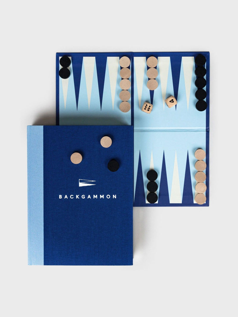 Suck UK blue backgammon book board game, imported from the UK