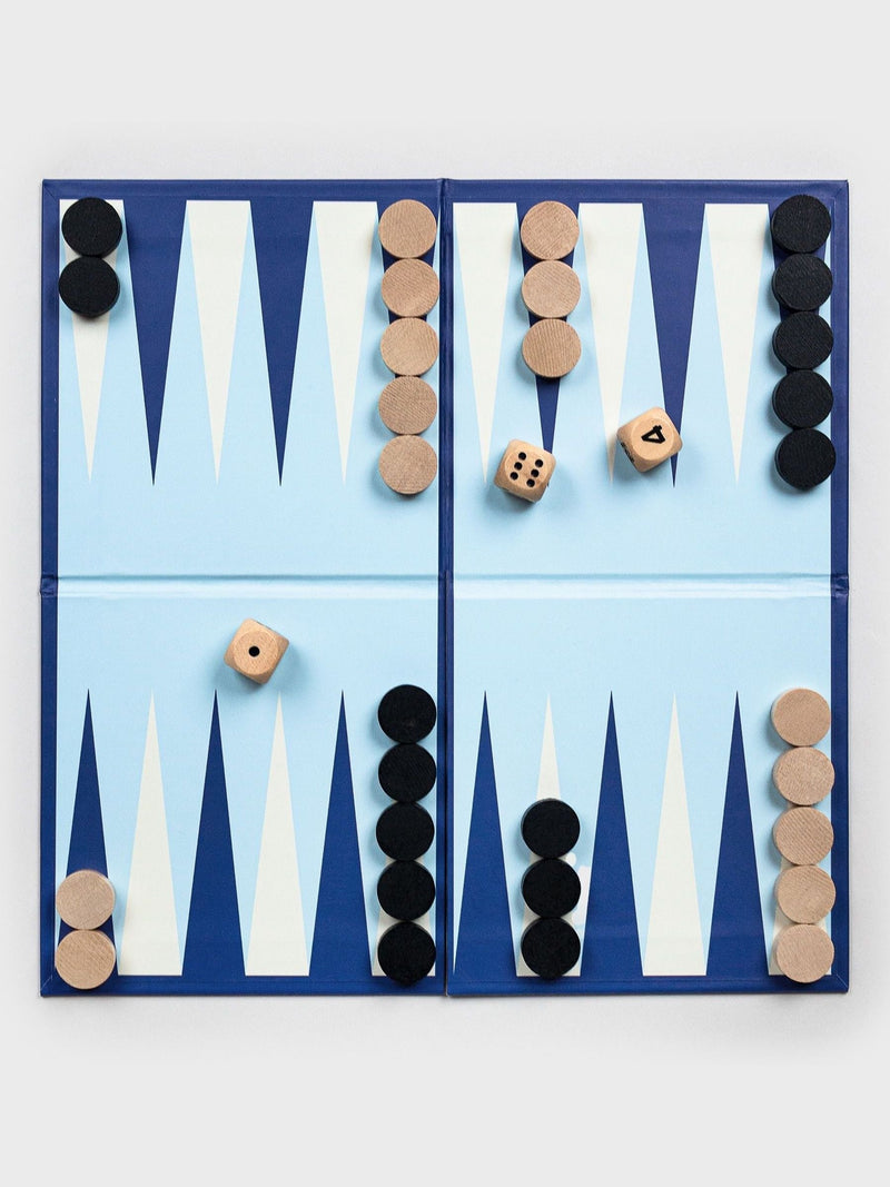 Suck UK blue backgammon book board game, imported from the UK