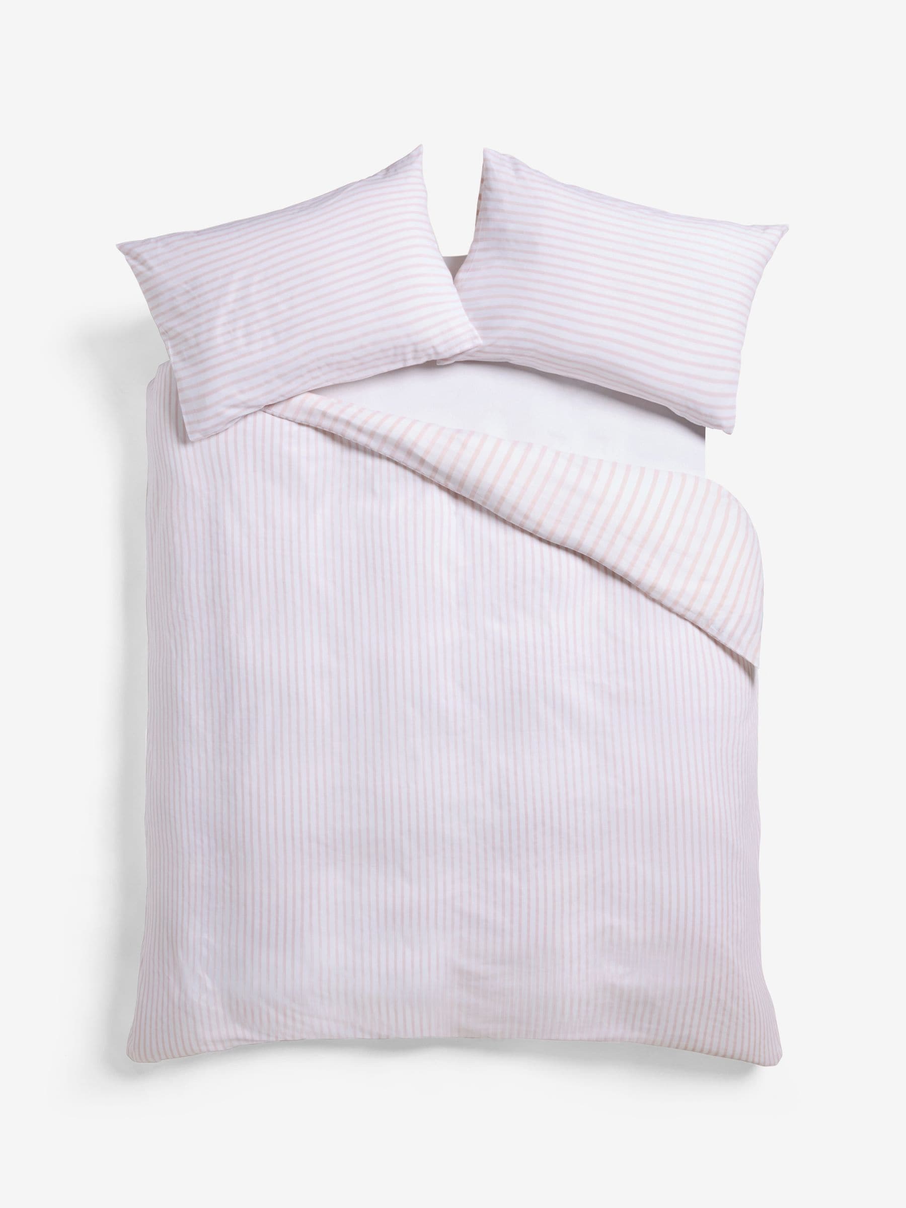 Pink white stripe reversible duvet cover set, imported from the UK