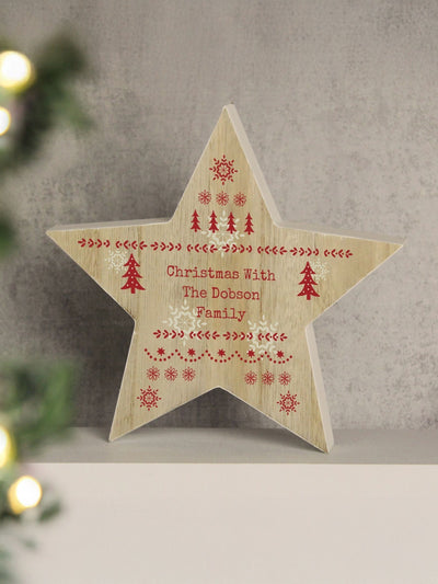 Weihnachtliches Fairisle-Muster, Holzstern-Ornament von PMC