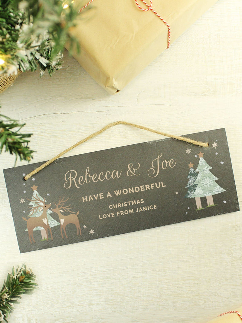 Personalised Slate Hanging Christmas Decoration by PMC