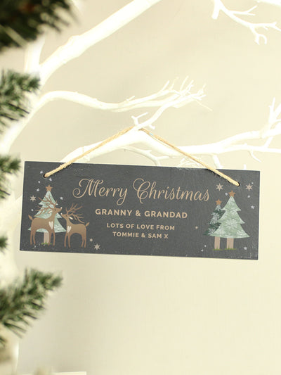 Next Personalised Slate Hanging Christmas Decoration by PMC- Buy online at McGrocer