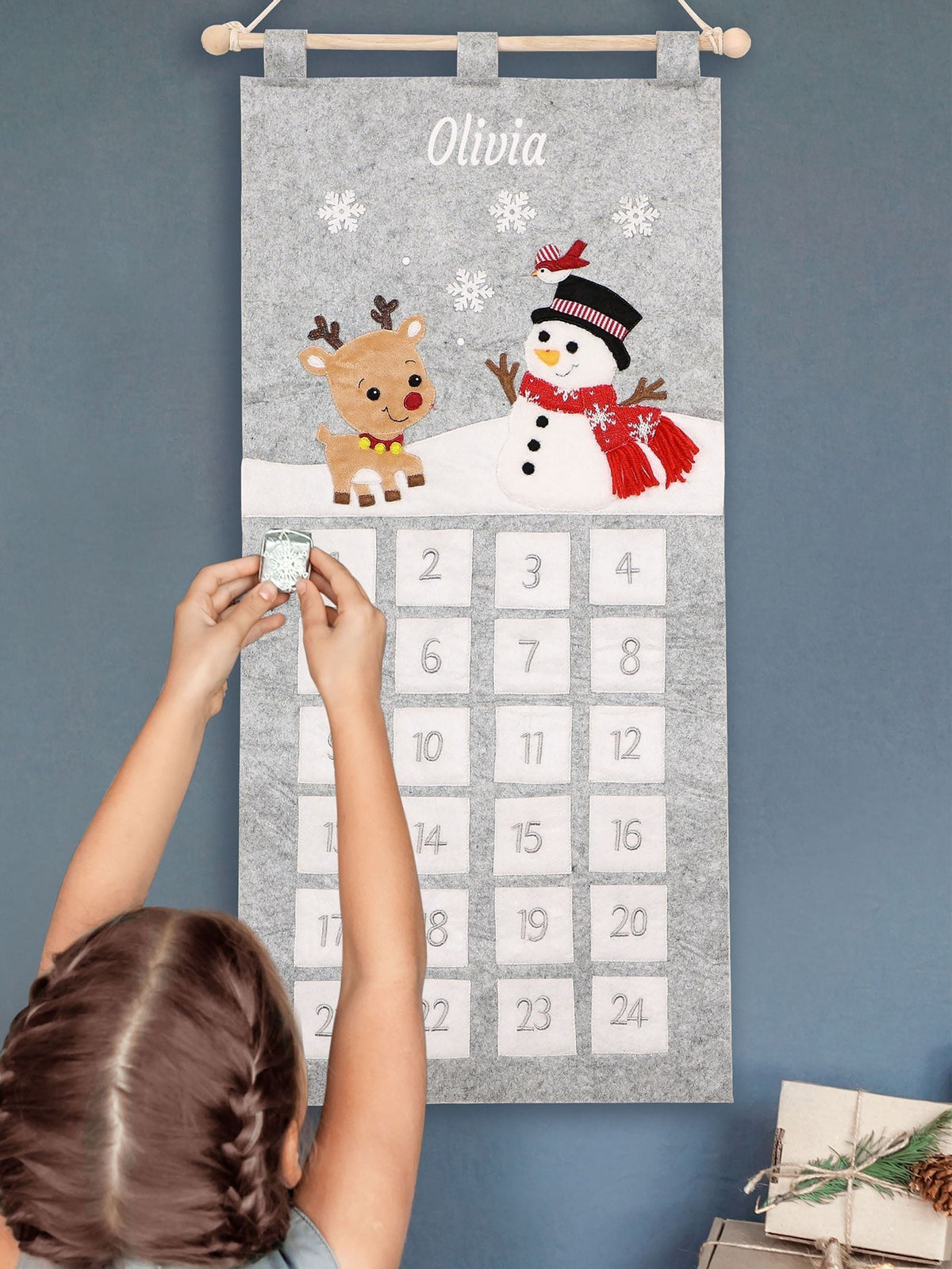 Dibor personalised hanging advent calendar with Scandi design (British brand)