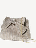 Loeffler Randall silver plated Rayne frame clutch with bow - British product