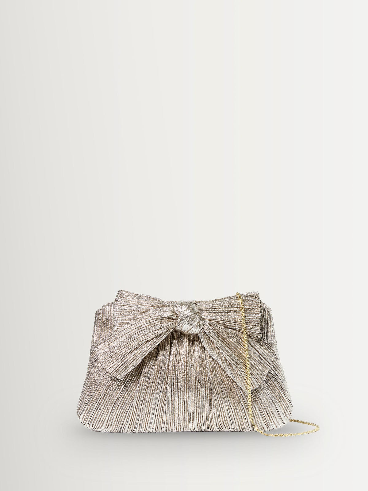 Loeffler Randall silver plated Rayne frame clutch with bow - British product