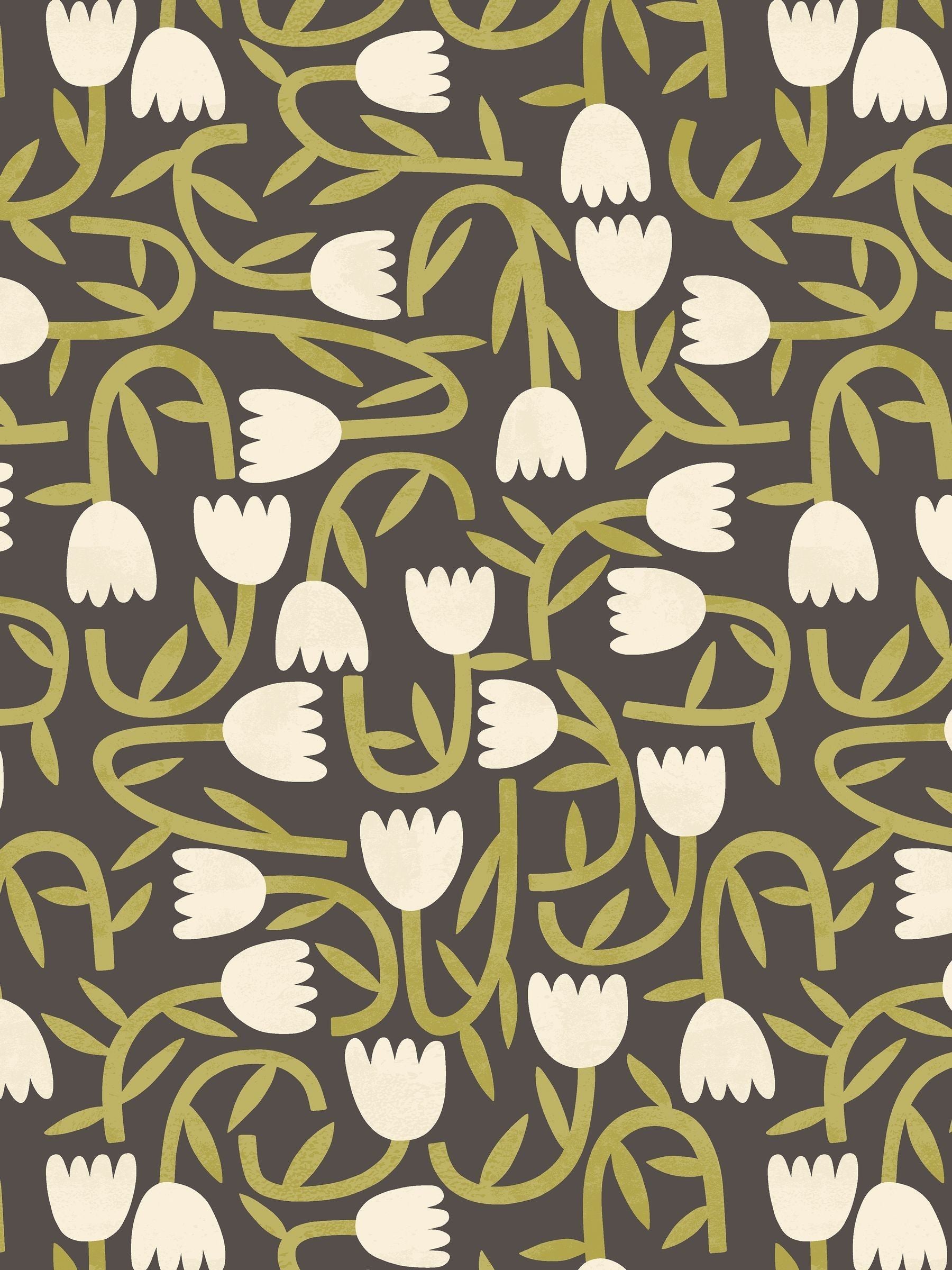 Ohpopsi wallpaper sample Midnight Tiny Tulip A4 - British product