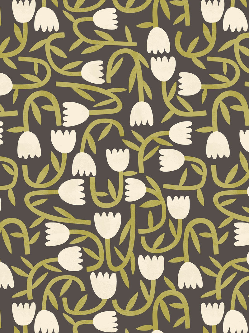Ohpopsi wallpaper sample Midnight Tiny Tulip A4 - British product