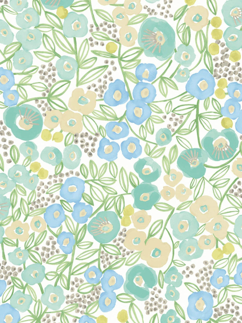 Ohpopsi Coral and Sky Flora Wallpaper Sample A4