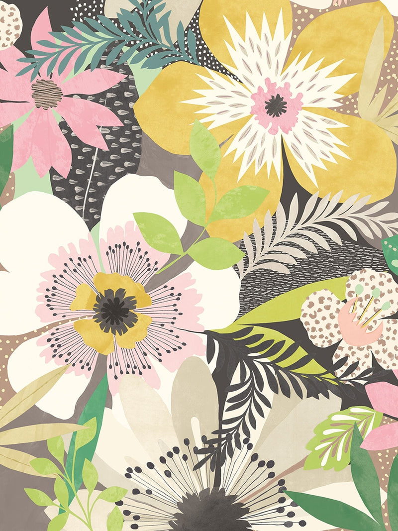 Ohpopsi Raspberry Floral Riot Wallpaper Sample A4