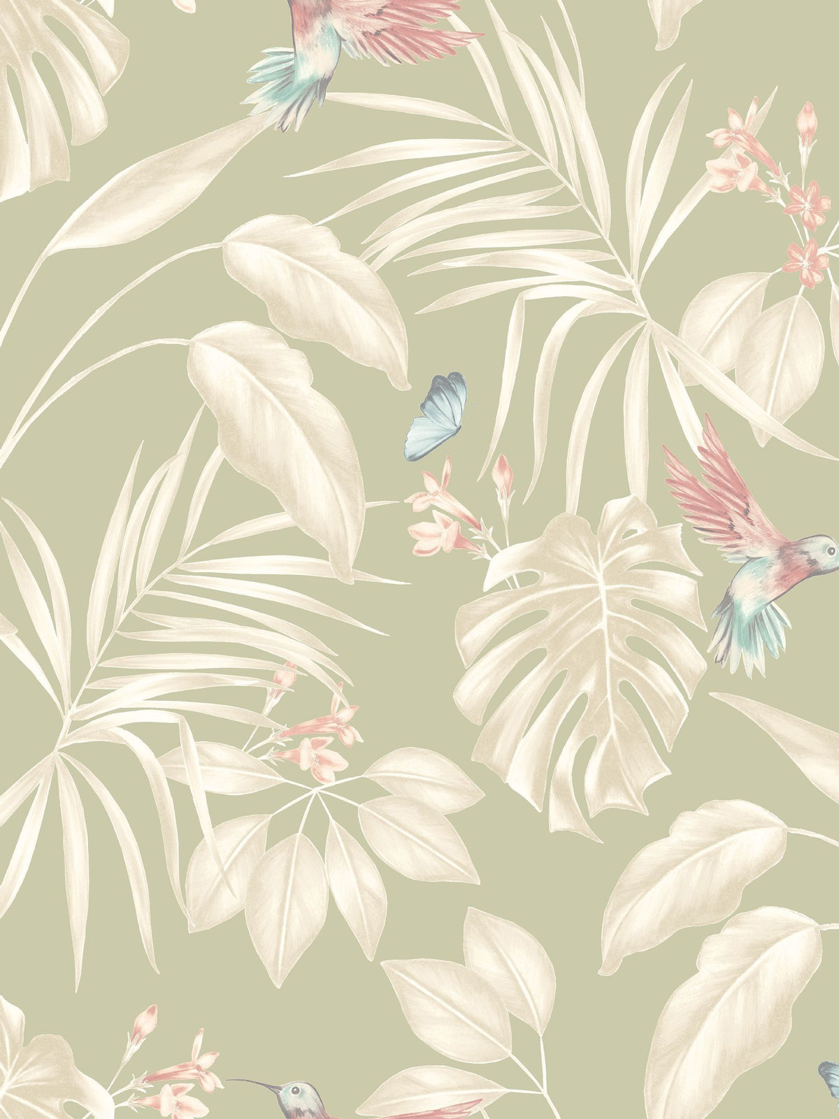 Ohpopsi Sage Hummingbird wallpaper sample A4 - British product