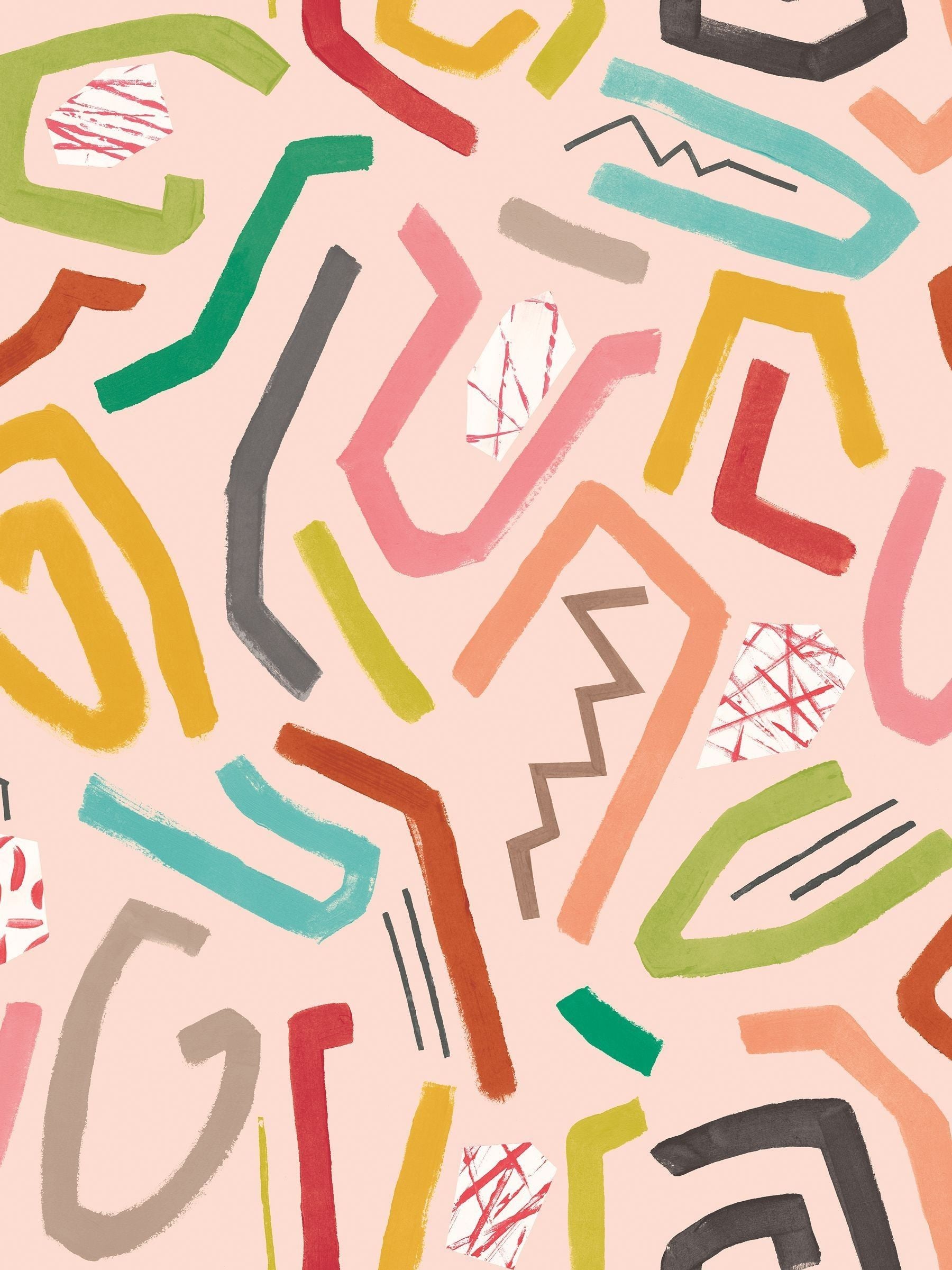 Ohpopsi coral twist squiggle wallpaper sample A4, imported from the UK