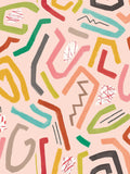 Ohpopsi coral twist squiggle wallpaper sample A4, imported from the UK