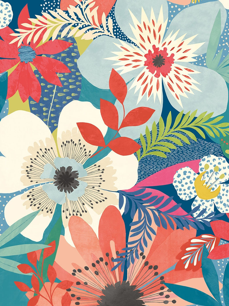 Ohpopsi Raspberry Floral Riot Wallpaper Sample A4