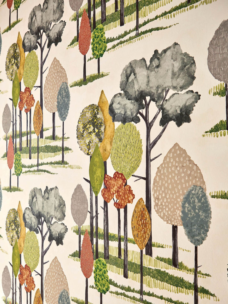 Ohpopsi Olive Tall Trees A4 wallpaper sample, imported from the UK
