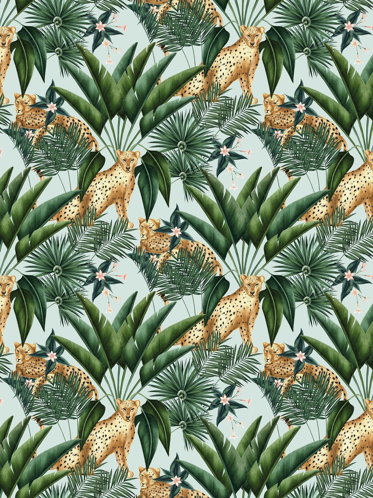 Ohpopsi Duck Egg Jungle Cheetah Ink wallpaper sample A4 - British product