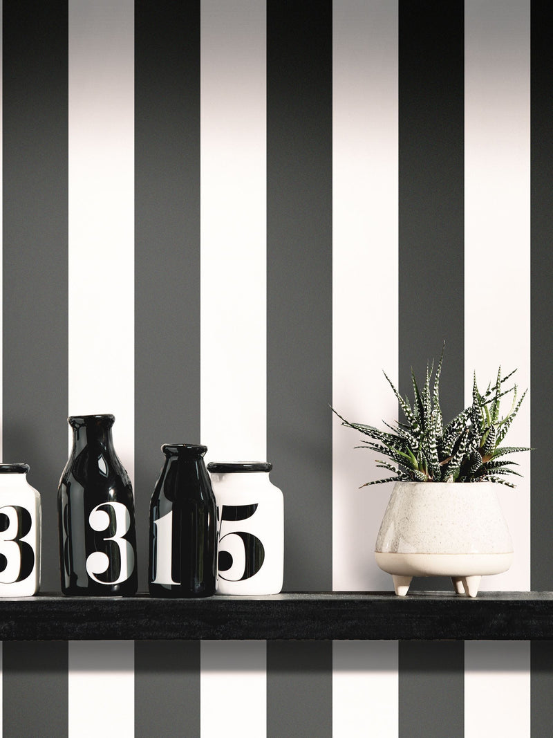 Ohpopsi wallpaper Midnight Bloc Stripe 10m (British brand)