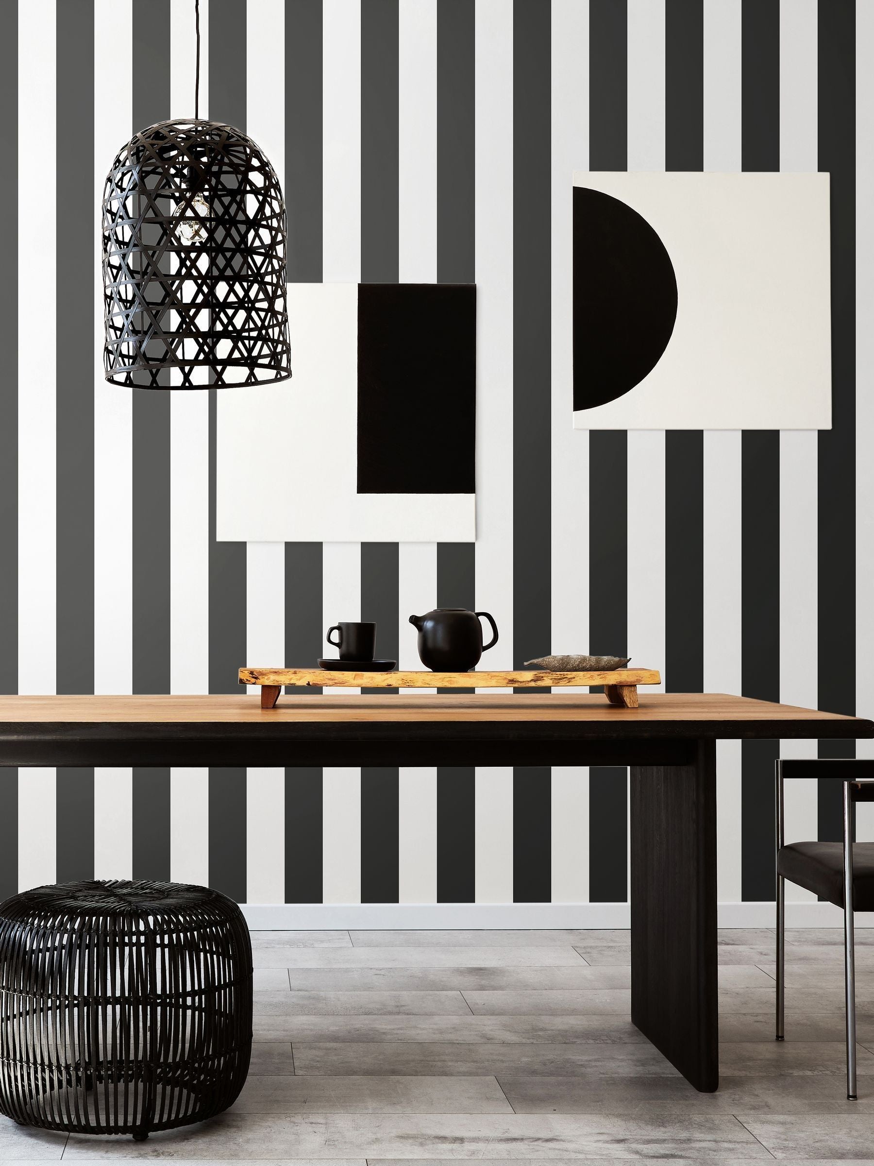 Ohpopsi wallpaper Midnight Bloc Stripe 10m (British brand)