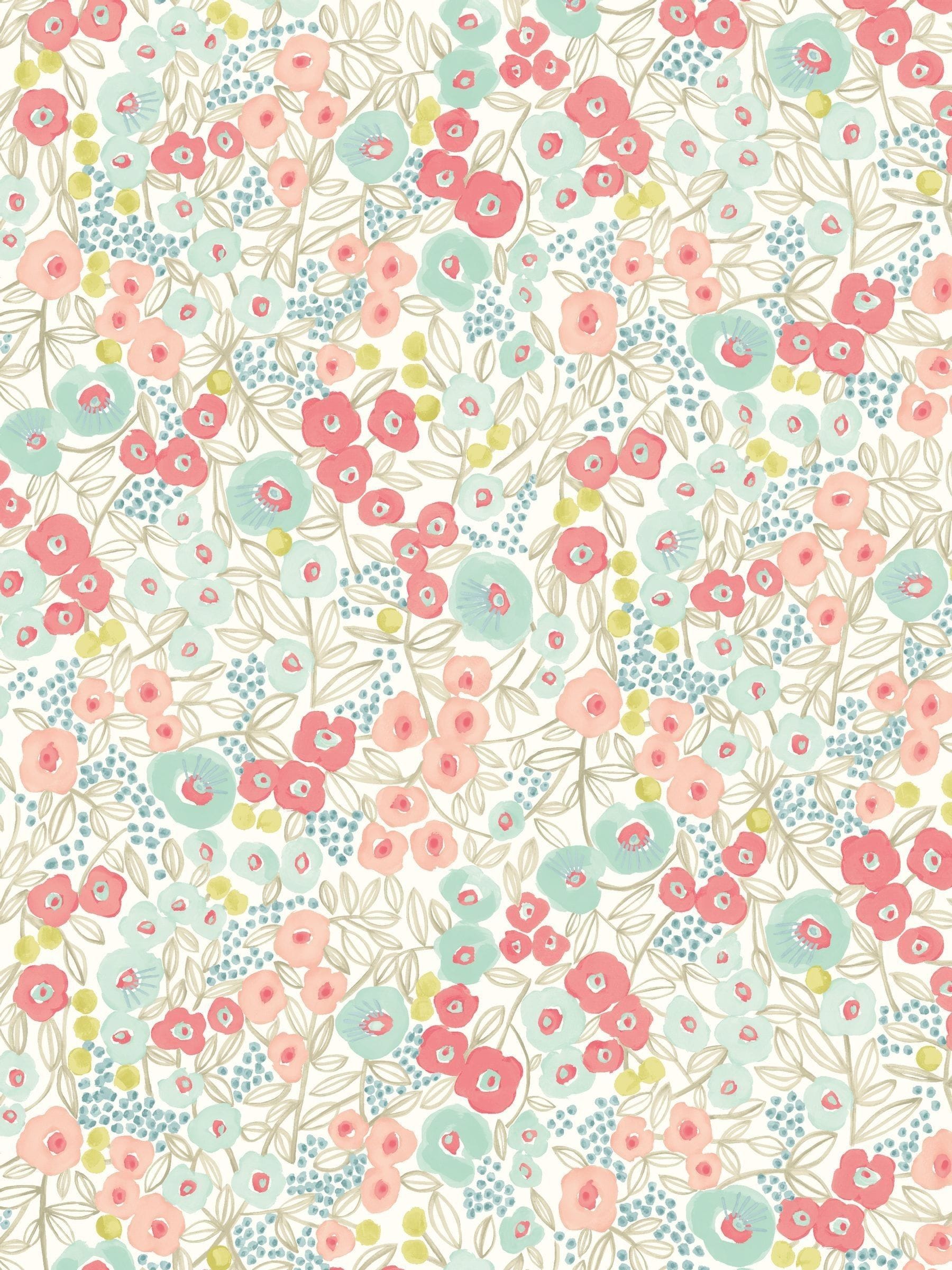 Ohpopsi Teal Flora wallpaper 10m, UK version