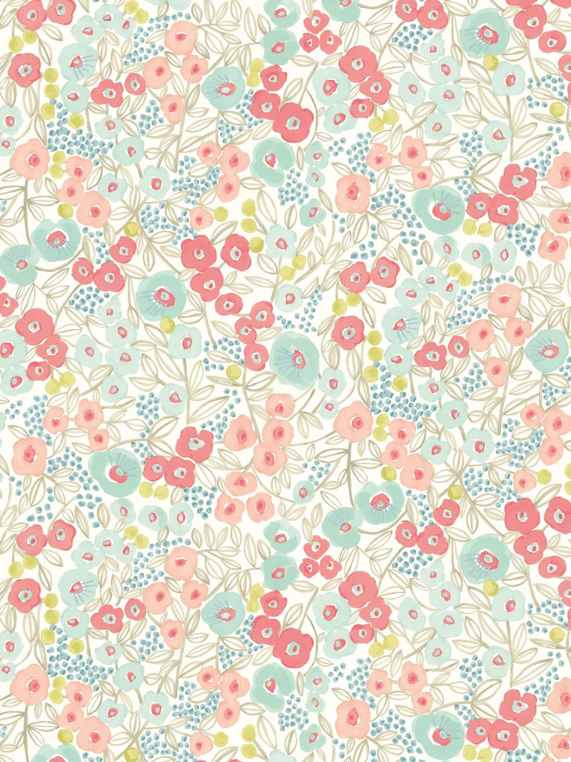 Ohpopsi Teal Flora wallpaper 10m, UK version