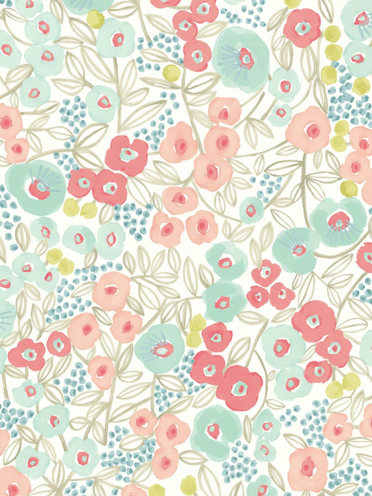 Ohpopsi Teal Flora wallpaper 10m, UK version