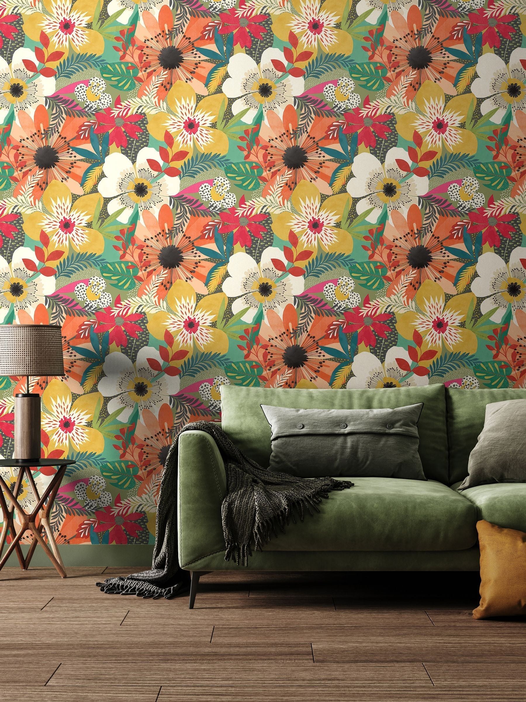 Ohpopsi Indigo Floral Riot 10m Wallpaper