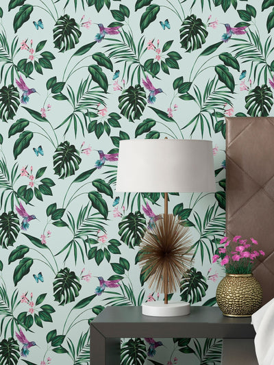 Next Ohpopsi Duck Egg Hummingbird Wallpaper - 10m x 50cm- Buy online at McGrocer