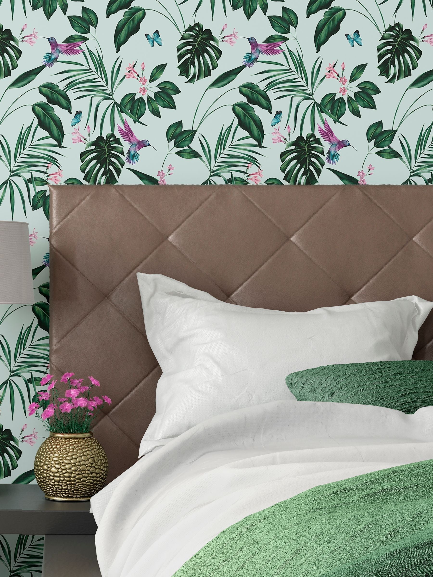Ohpopsi duck egg hummingbird wallpaper 10m, UK version