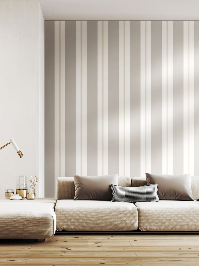 Ohpopsi Oatmeal Wide Multi Stripe Wallpaper (10m x 50cm)