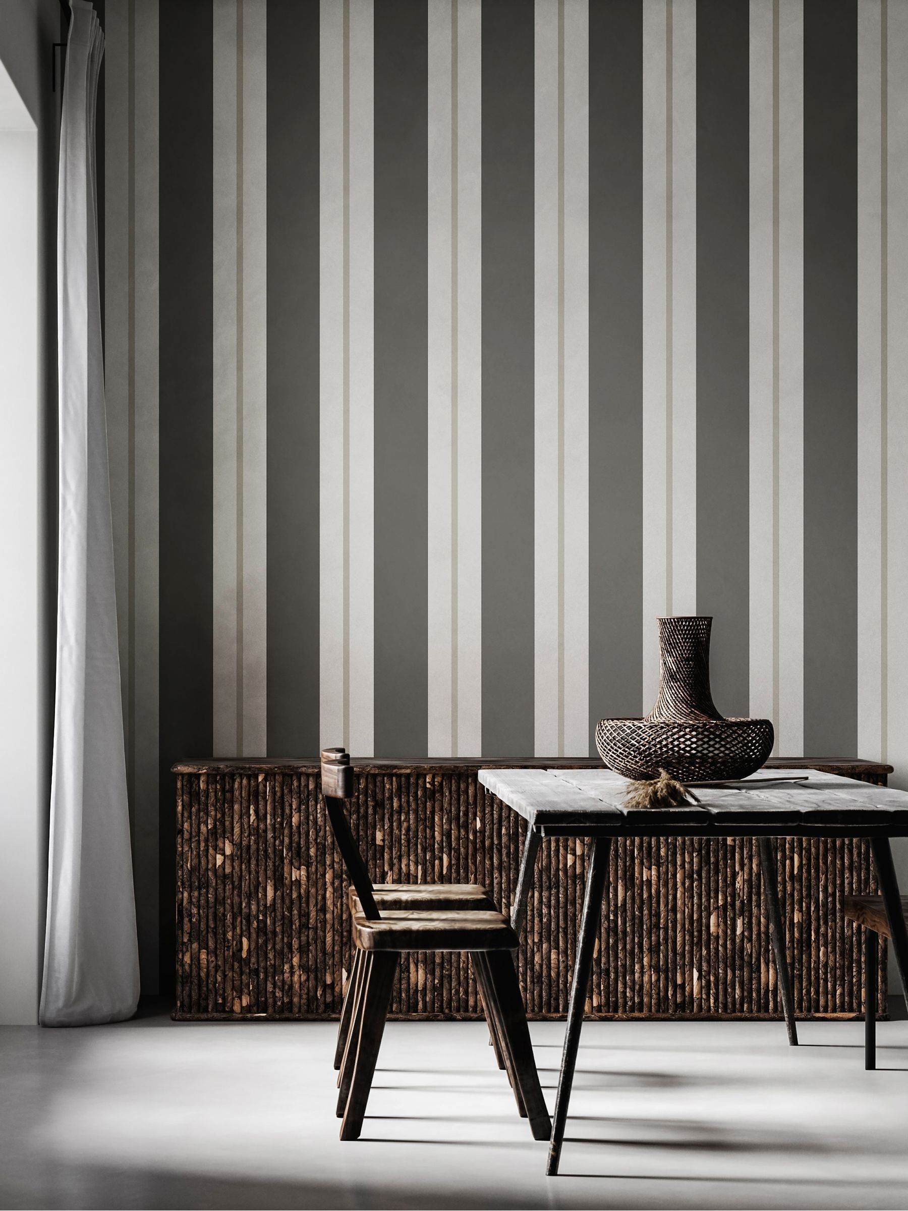 Ohpopsi Oatmeal Wide Multi Stripe Wallpaper (10m x 50cm)