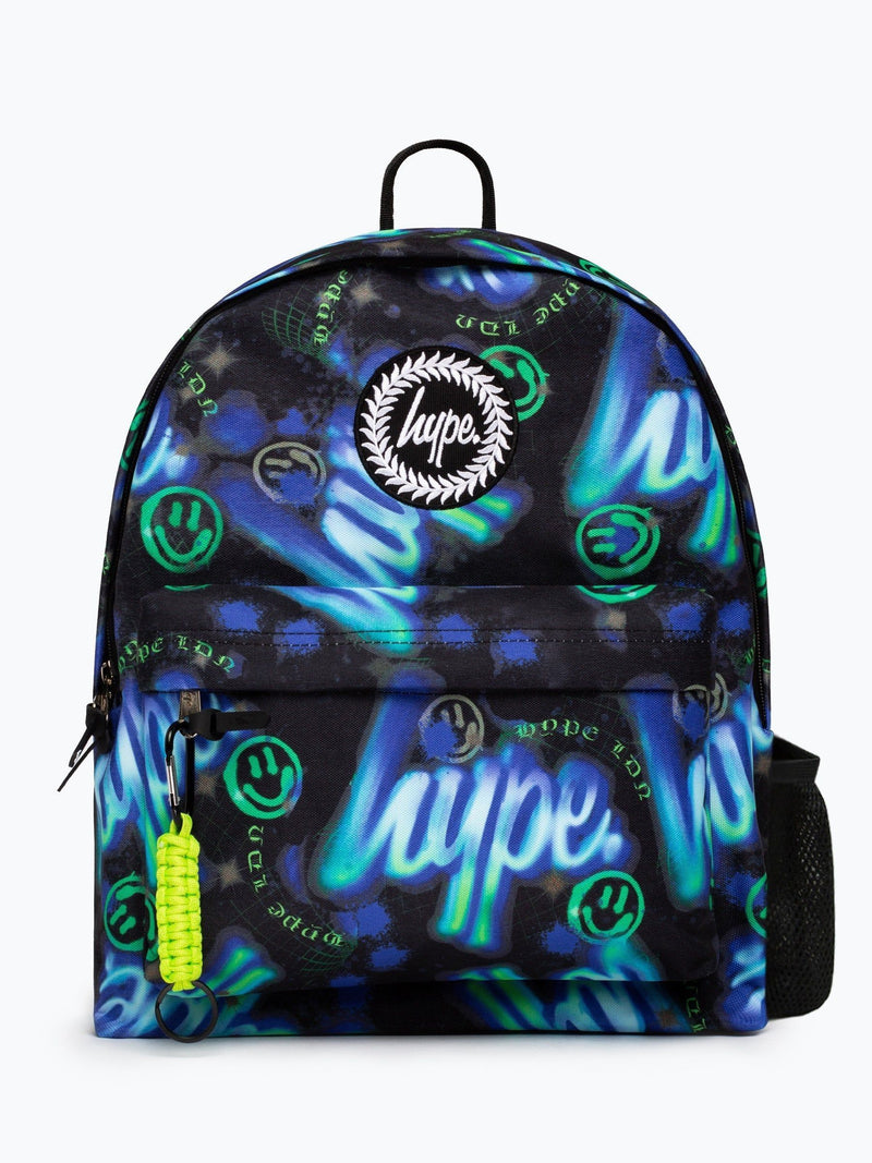Hype Blue Electric Smile Iconic Backpack, imported from the UK