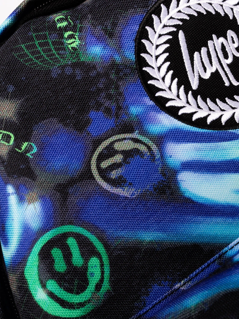 Hype Blue Electric Smile Iconic Backpack, imported from the UK