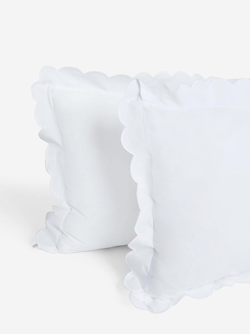White scallop pillowcases 200 thread count cotton, imported from the UK