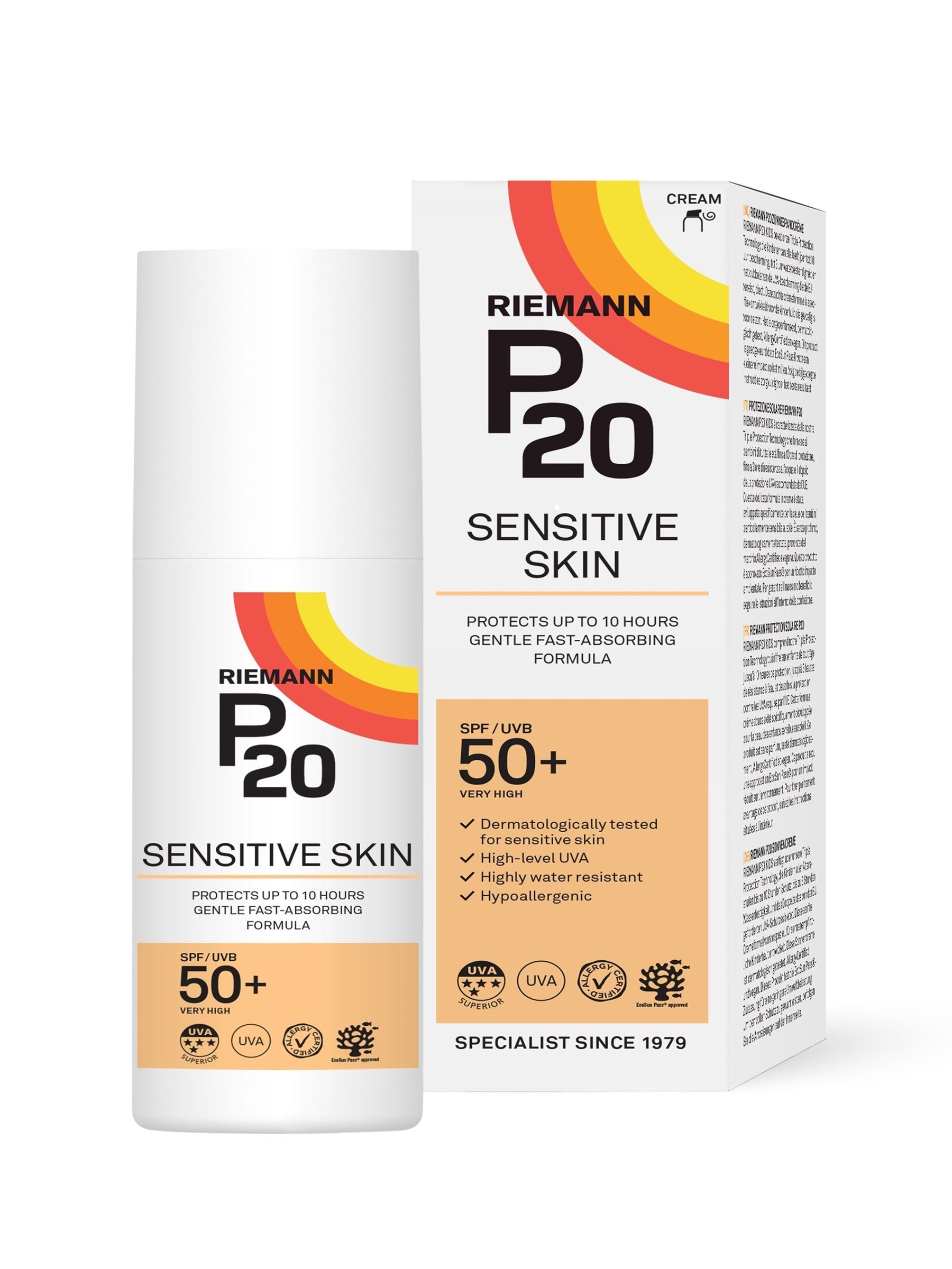 P20 sensitive skin suncream SPF50+ 100ml - British product